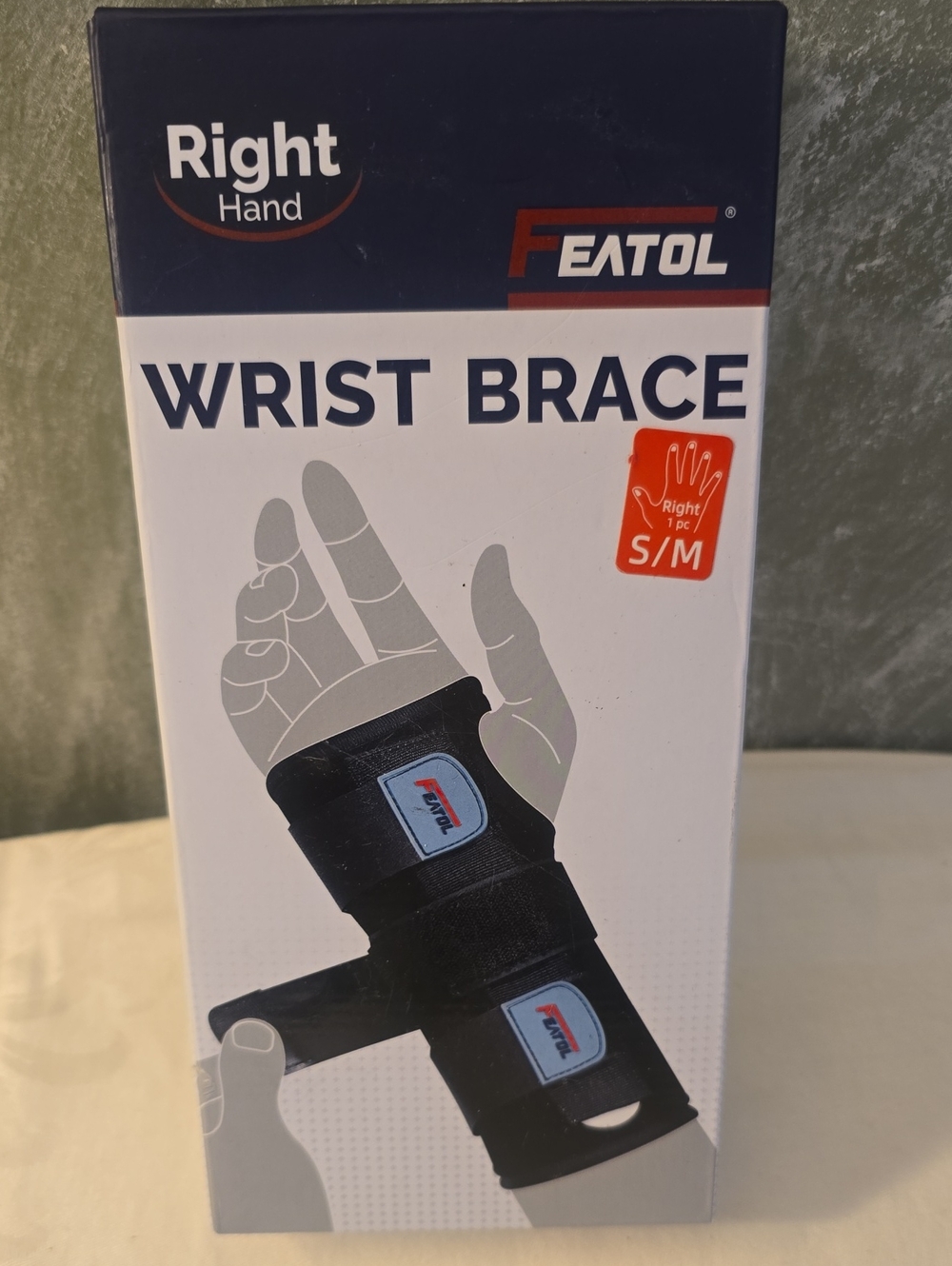 Featol Right Hand Black Wrist Brace S/M, Pain, Sprain, Sports New